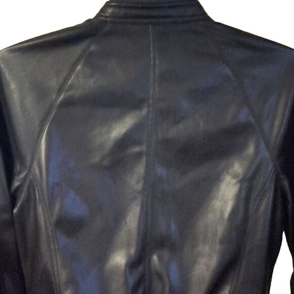 NWT Marc New York Andrew Marc Black Drawstring Faux Leather Jacket Size Small - Picture 4 of 14